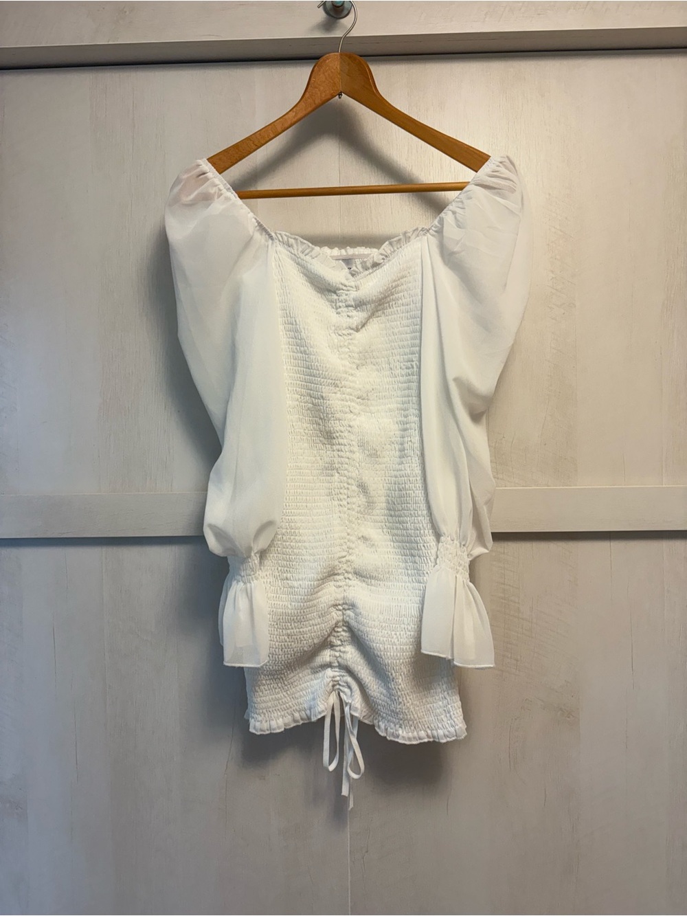 White Puff Sleeve Smocked Mini Dress